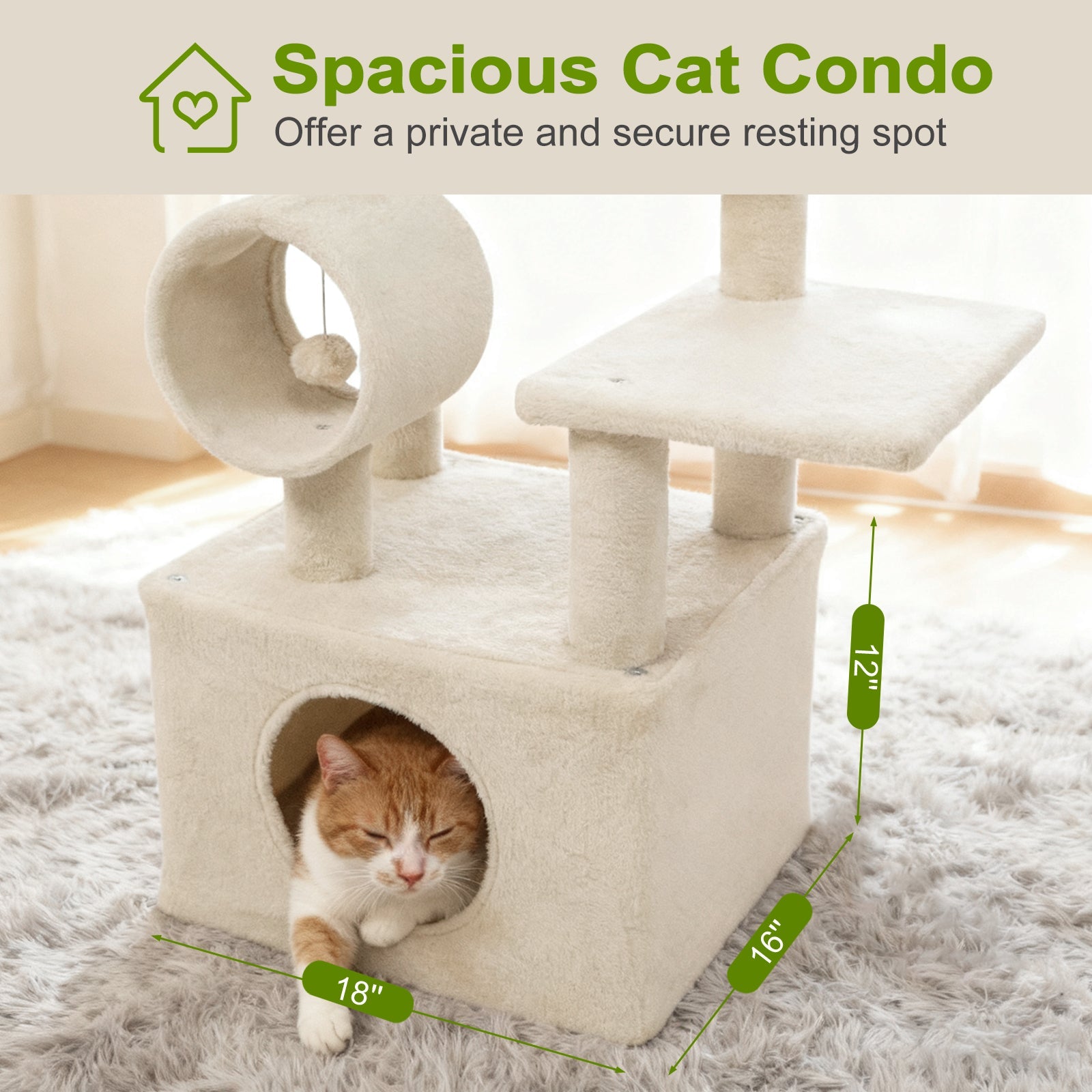 48 Inches Tall Cat Tree Multi-Level Kitten Tower with Large Condo Padded Top Perch - Majestic Pet Kingdom