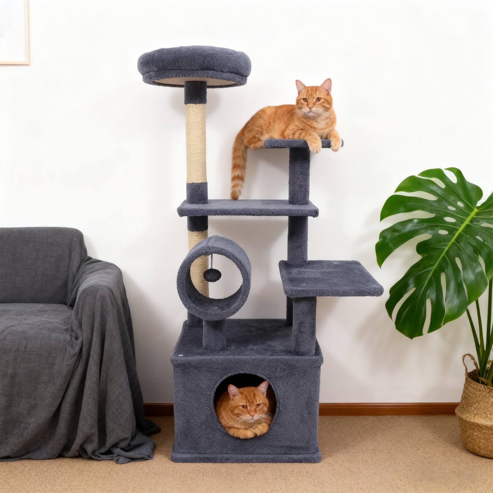 48 Inches Tall Cat Tree Multi-Level Kitten Tower with Large Condo Padded Top Perch - Majestic Pet Kingdom