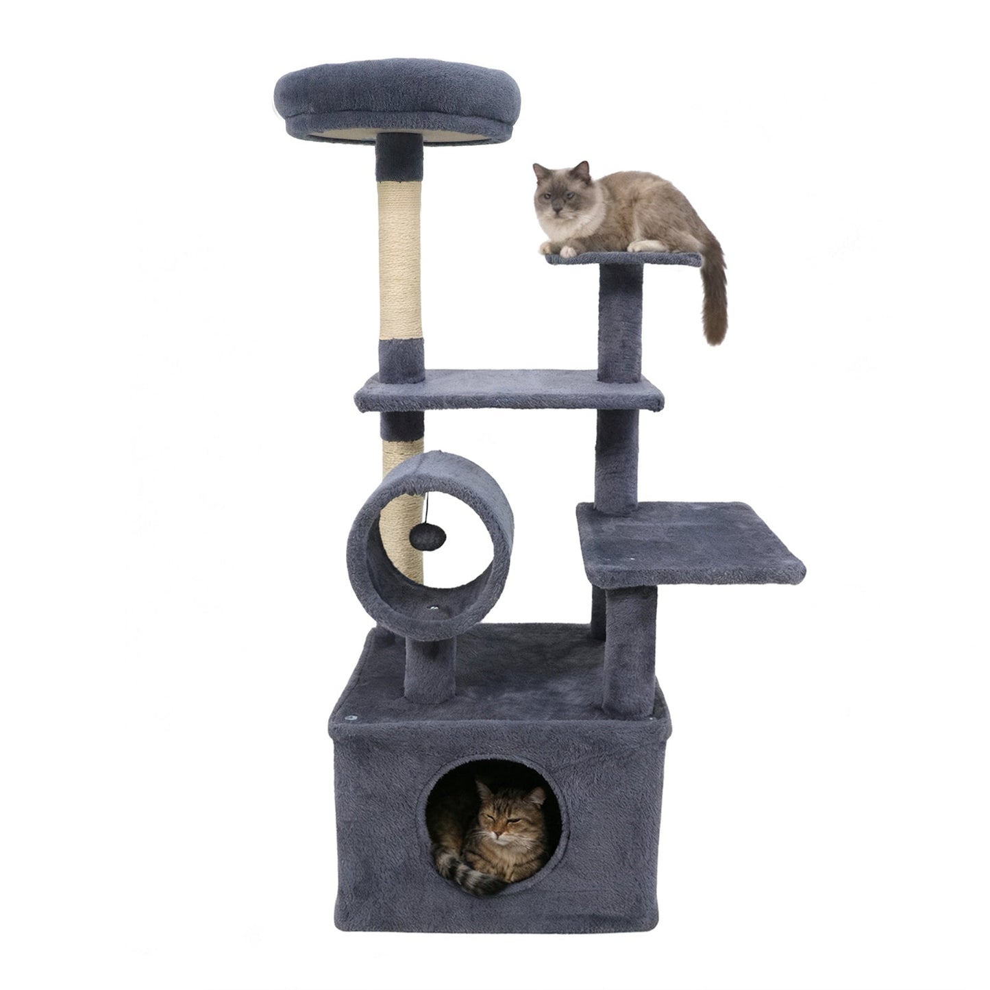 Cat Tree 48-Inch Multi-Level Tower Large Condo Padded Perch - Detail Angle 7 | Majestic Pet Kingdom