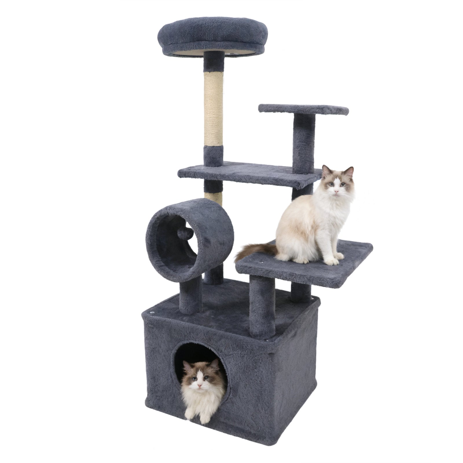 48 Inches Tall Cat Tree Multi-Level Kitten Tower with Large Condo Padded Top Perch - Majestic Pet Kingdom