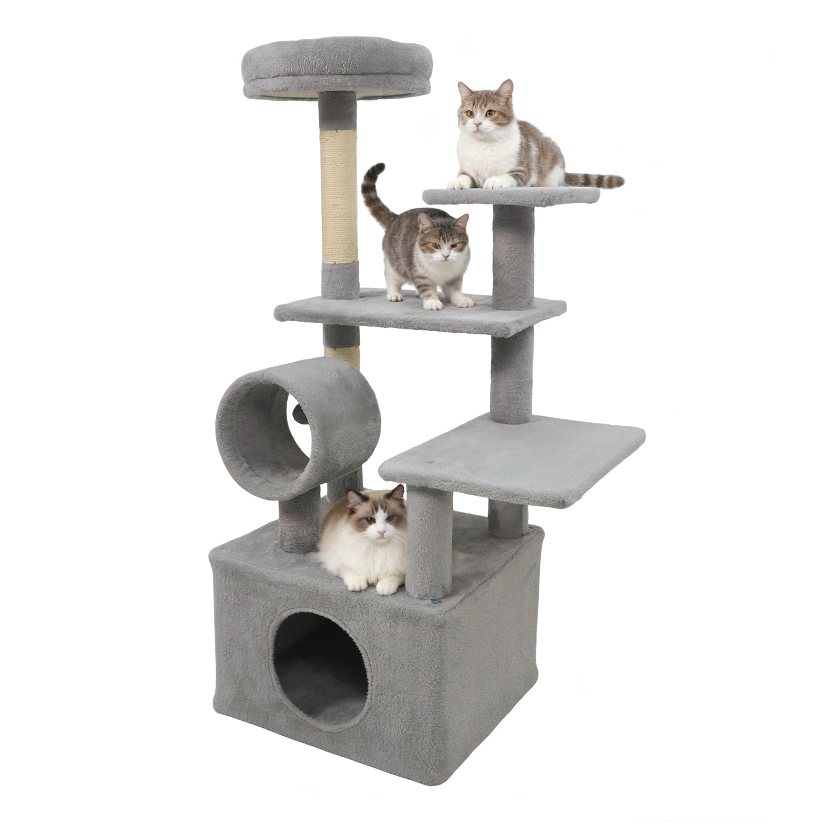 48 Inches Tall Cat Tree Multi-Level Kitten Tower with Large Condo Padded Top Perch - Majestic Pet Kingdom