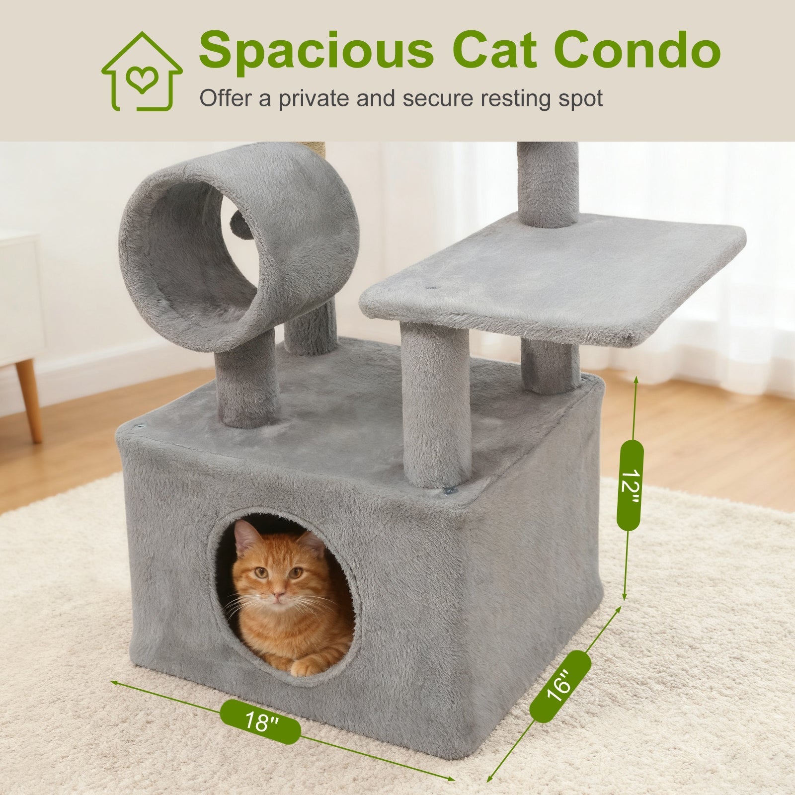 48 Inches Tall Cat Tree Multi-Level Kitten Tower with Large Condo Padded Top Perch - Majestic Pet Kingdom