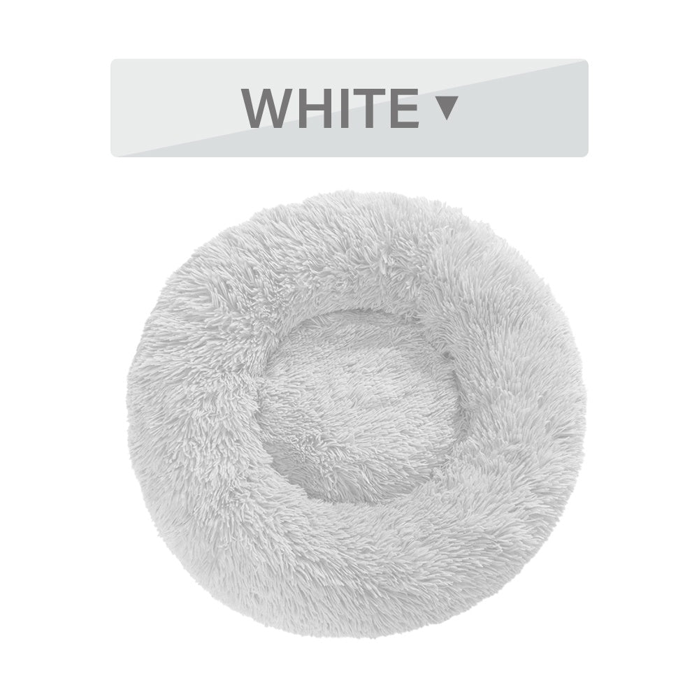 Fluffy Donut Dog Bed Warm Soft Long Plush Pet Cushion Dog House Cat Bed Washable Pet Sofa Mat Calming Samll Large Dog Beds - Majestic Pet Kingdom
