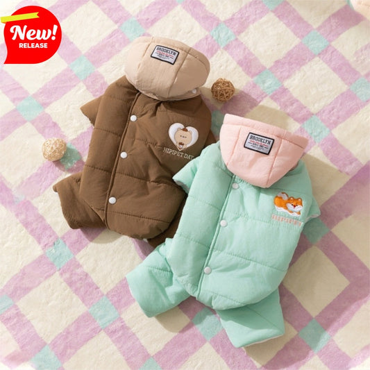 Autumn And Winter Corgi Dog Clothes With Removable Caps, Thick And Warm Four-legged Cotton Clothes, Medium-sized Dog Pet Clothing | Purrfect Pet Kingdom