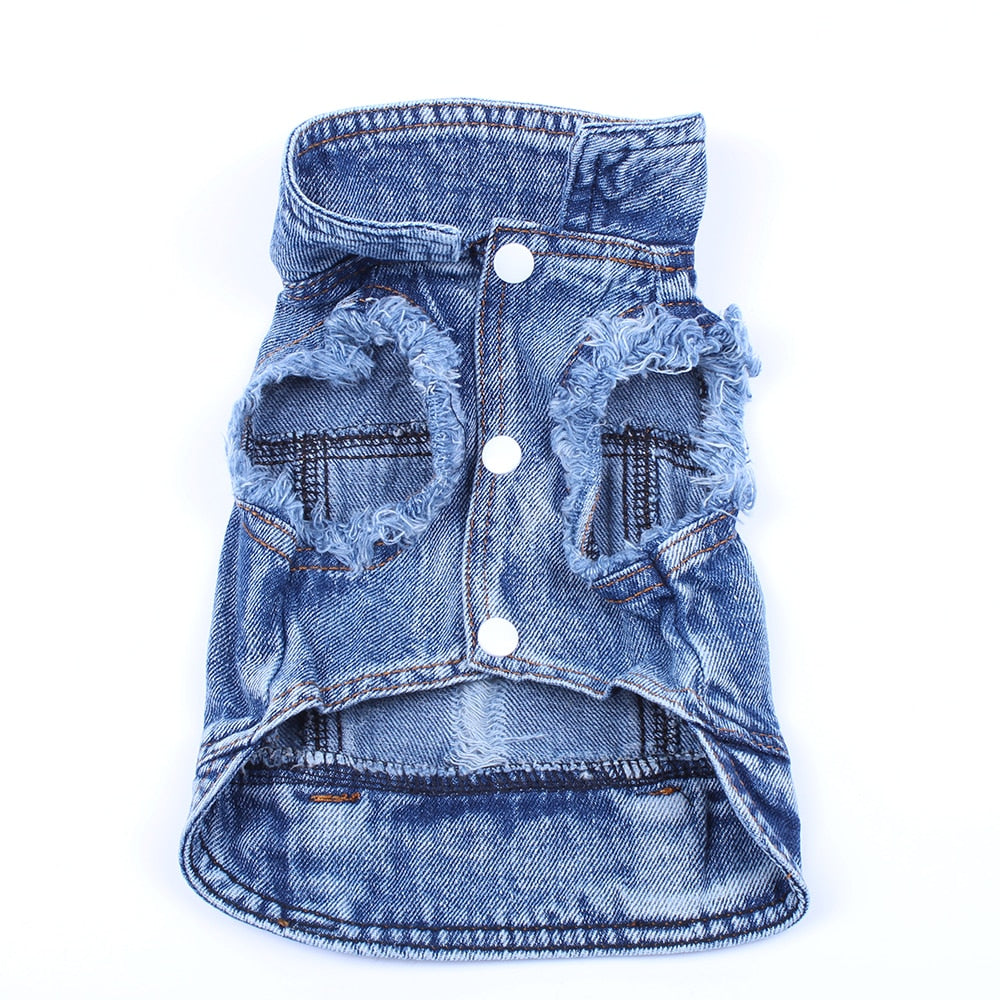 Pet Dog Cat Blue Denim Jeans Jacket Coat Vest | Purrfect Pet Kingdom