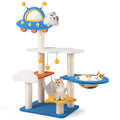 49 Inches Tall Cat Tree with UFO Top Perch Space Capsule and Sisal Scratching Posts-Blue - Majestic Pet Kingdom