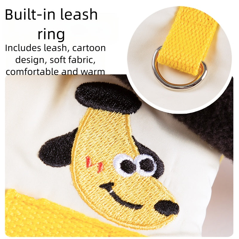 Autumn And Winter Cat Hairless Warm Cartoon Embroidered Hooded Cotton Coat, Small And Medium-sized Dog Teddy Pet Dog Clothes - Majestic Pet Kingdom
