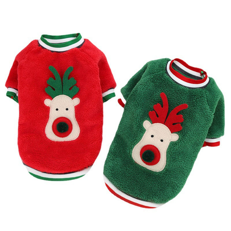 Pet Christmas Clothes Coral Down Dog Sweater Dog Goes Out Christmas Clothes Cats - Majestic Pet Kingdom