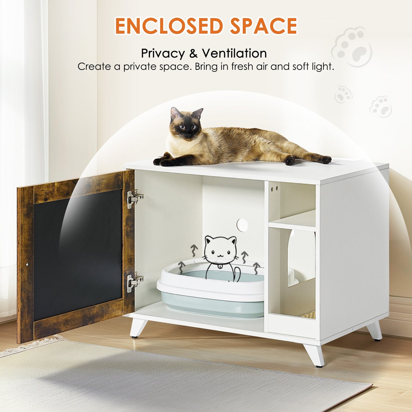 Hidden Cat Litter Box Enclosure - Furniture with Scratch Pad