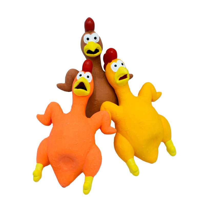 Dog Toy Screaming Chicken Squeaky Natural Latex Fetch Chewer - Detail Angle 4 | Majestic Pet Kingdom