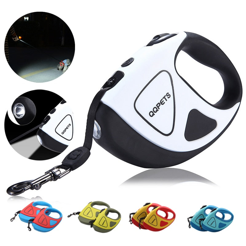 Fiber Night Safety LED Automatic Retractable Dog Leash