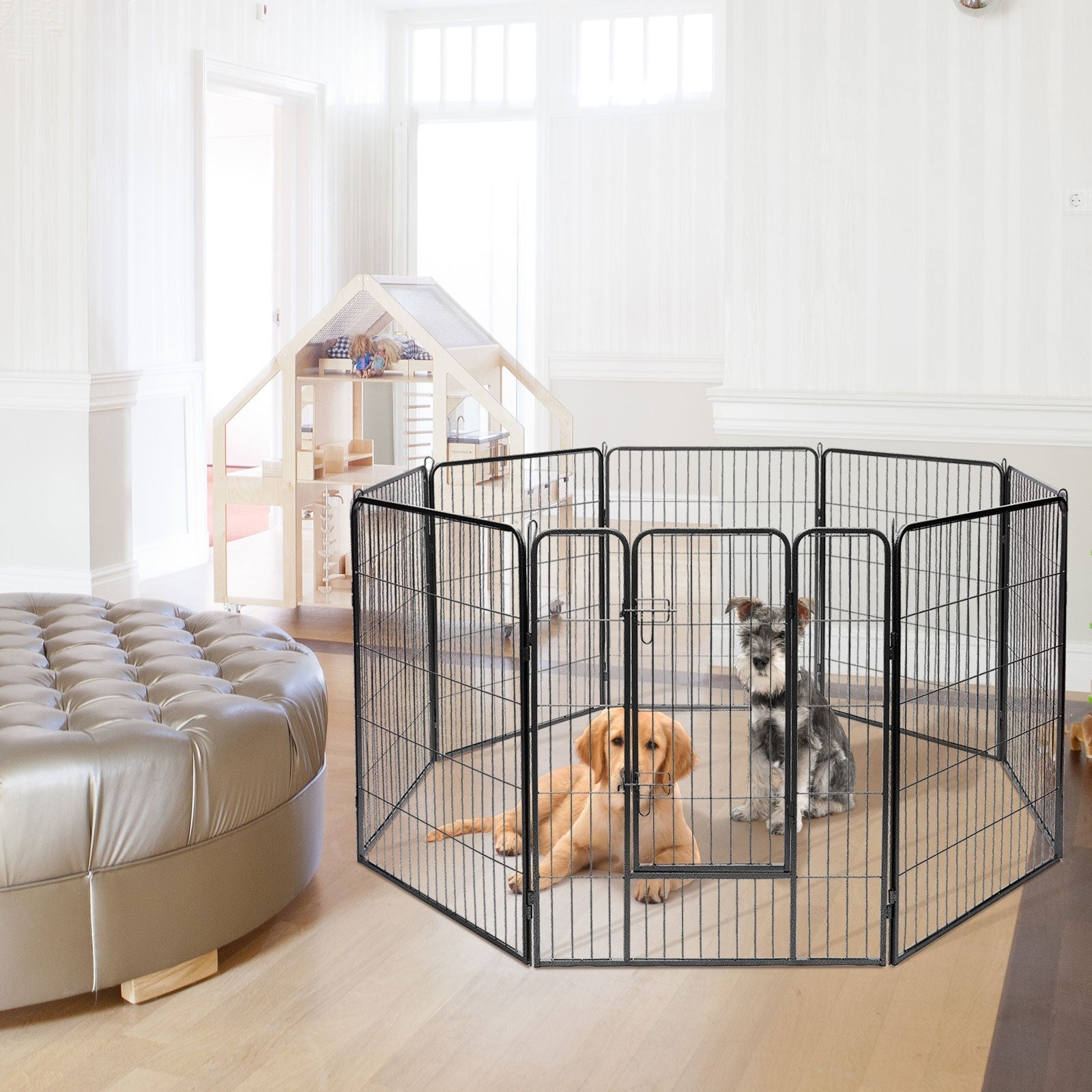 8 Metal Panel Heavy Duty Pet Playpen Dog Fence with Door - Majestic Pet Kingdom