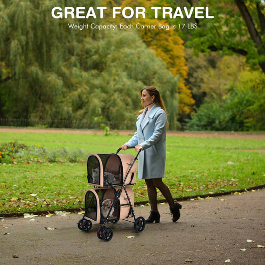 pet-stroller-4-in-1-double-compartment-detachable-carrier-luxury-view-2 | Majestic Pet Kingdom