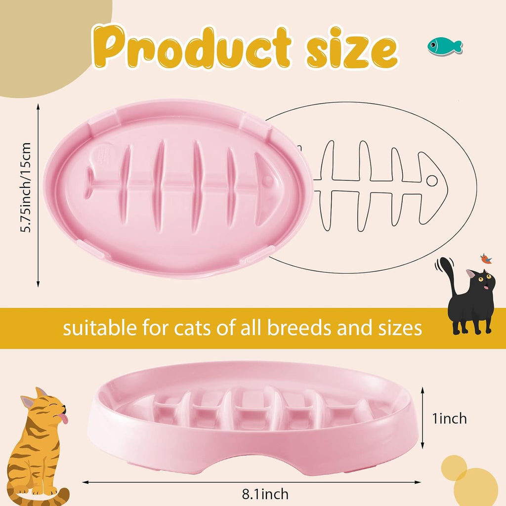 Cat Slow Feeder Bowl Slow Feed Cat Dish Fishbone Cat Slow Feeder Small Interactive Dog Feeder Dish Anti Gulping Pet Bowl For Cat And Dog Slow Eating To Against Bloat