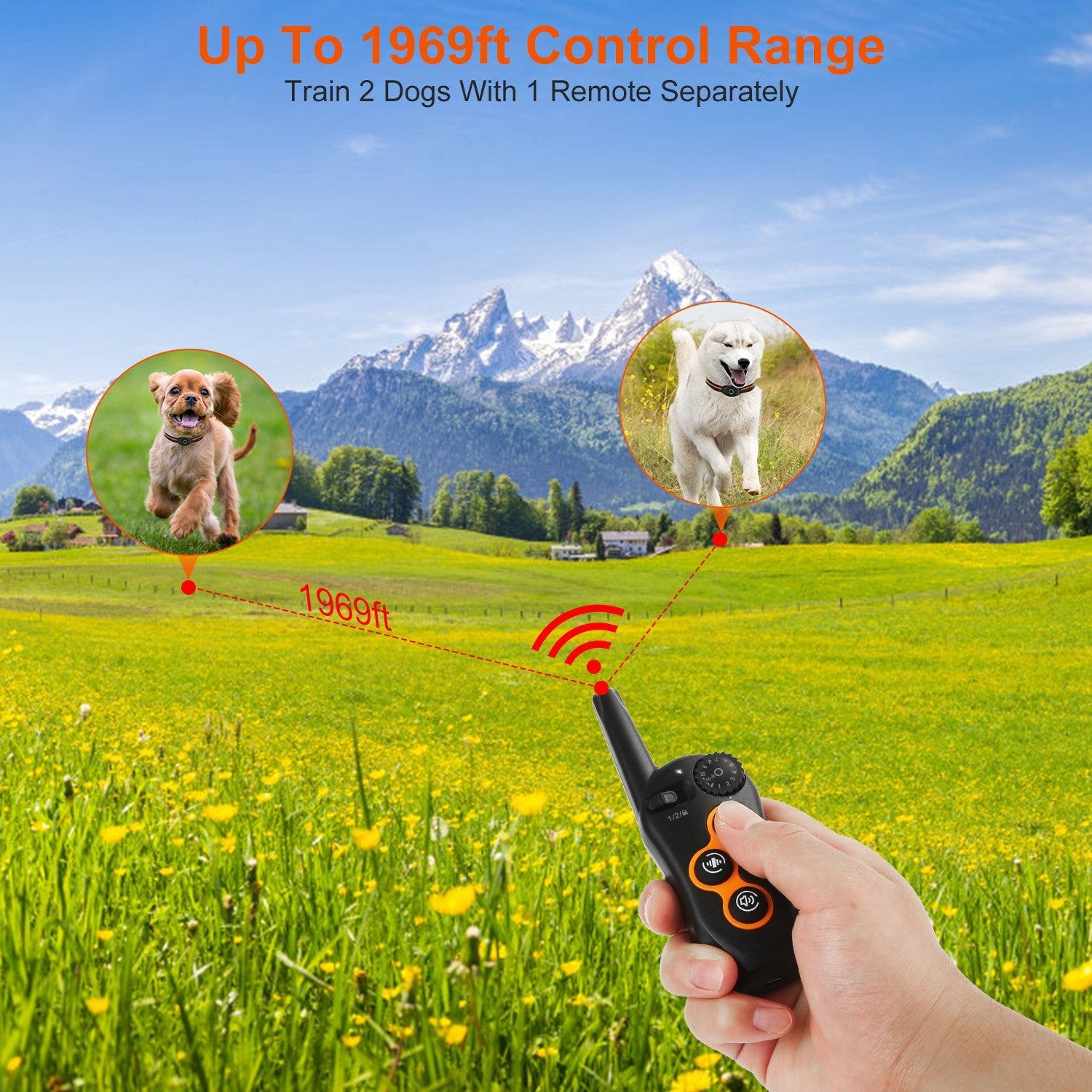3280FT Dog Training Collar IP67 Waterproof Pet Beep Vibration Electric Shock Collar 3 Channels Rechargeable Transmitter Receiver Trainer with Flashlig - Majestic Pet Kingdom