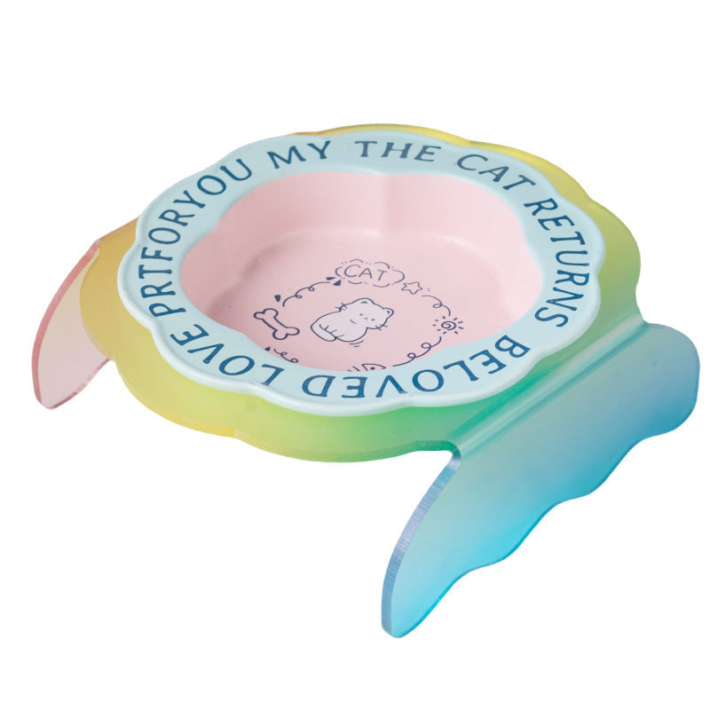 Neck Anti-tumble Acrylic Lace Ceramic Cat Bowl - Majestic Pet Kingdom