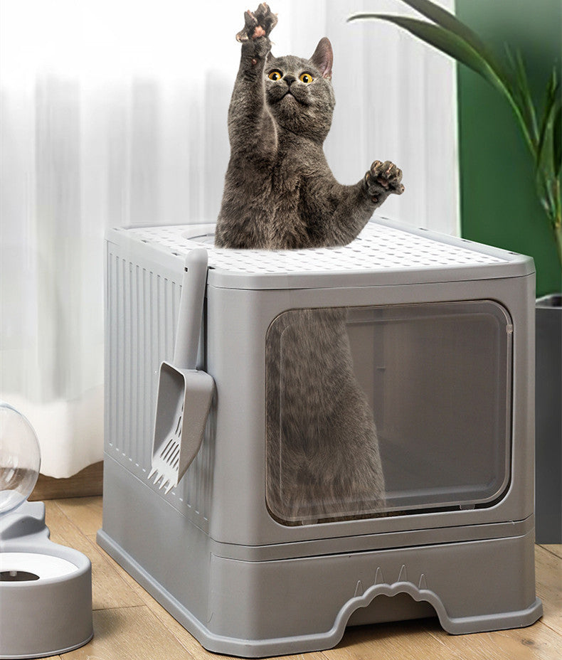 Cat Litter Basin Large Double Door Drawer Foldable Pan