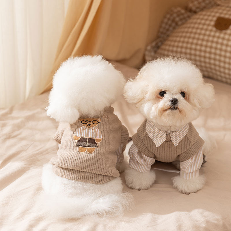 25-year New Autumn And Winter Thin Small And Medium-sized Dog Teddy Bichon Striped Two-legged Coat For Cats, Pets And Dogs - Majestic Pet Kingdom