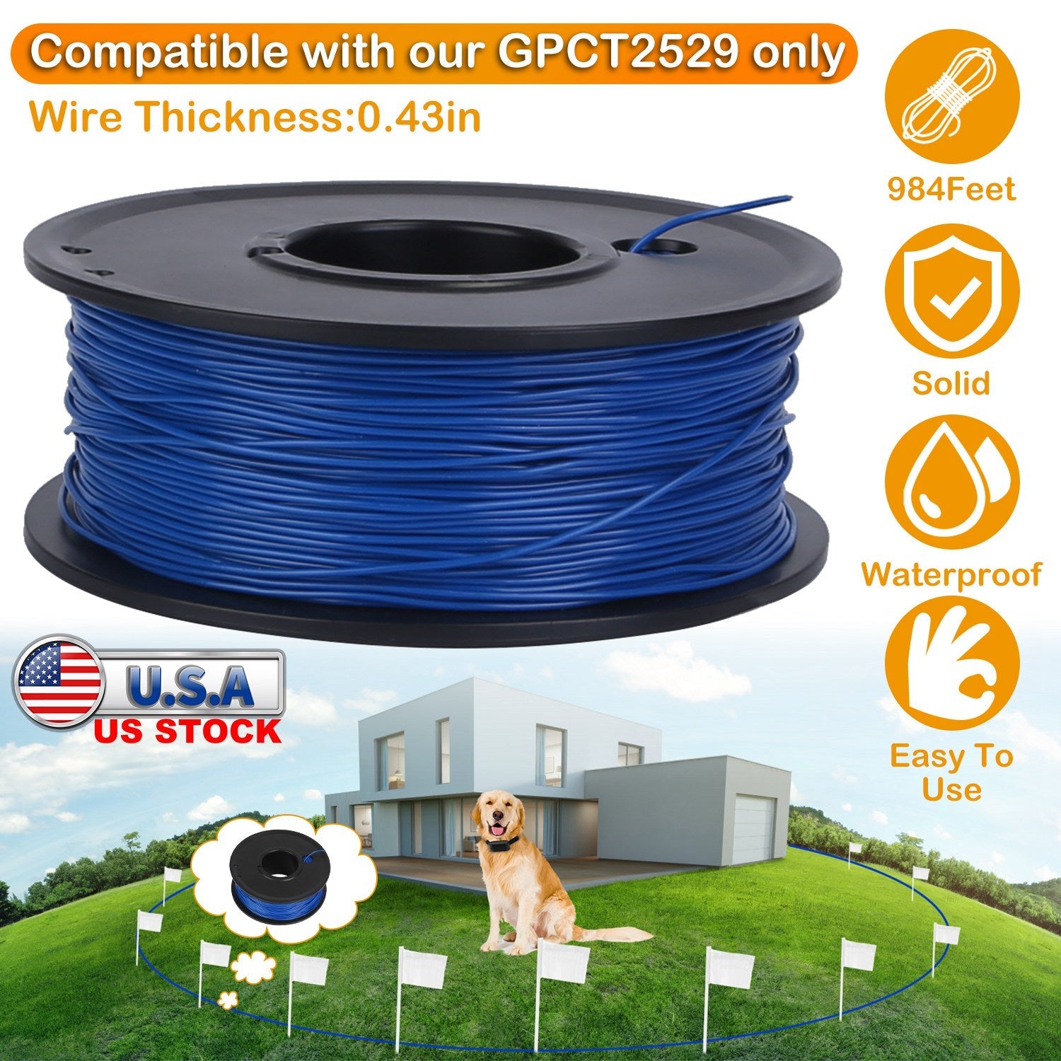 656 Feet 0.43in Dog Fence Wire Copper Boundary Wire for GPCT2529 Dog Fence System | Purrfect Pet Kingdom