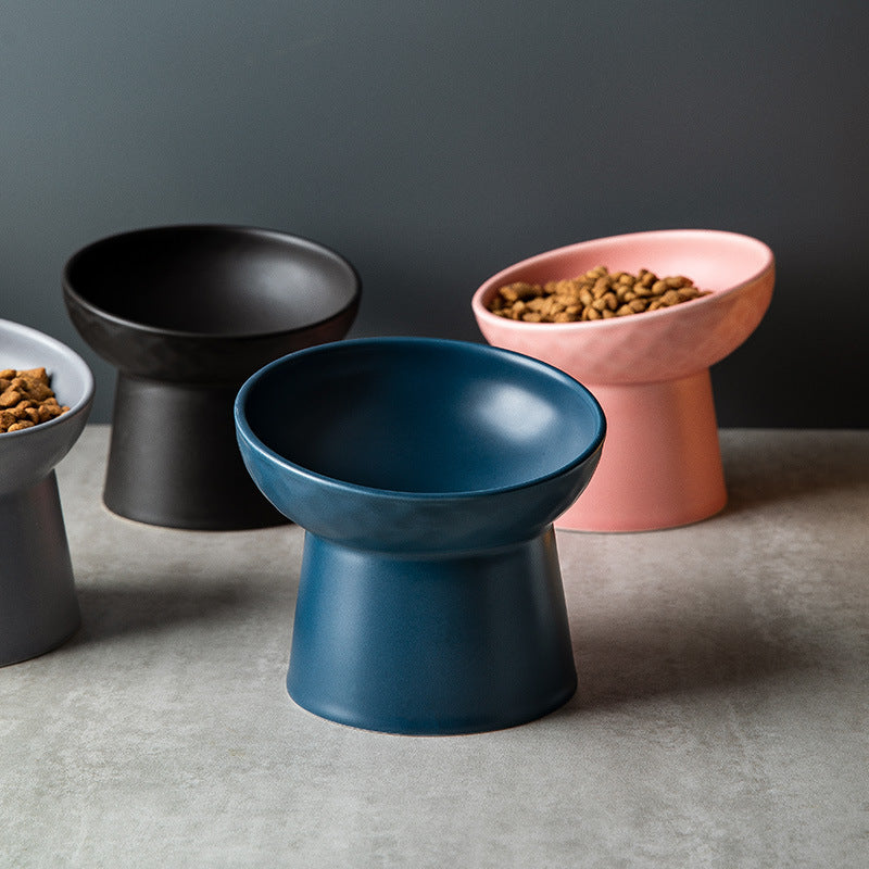 Oblique Mouth High Foot Candy Color Cat Bowl - Majestic Pet Kingdom