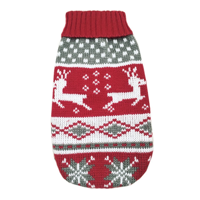Christmas Maple Snowflake Turtleneck Knitted Sweater Pet Clothes - Majestic Pet Kingdom