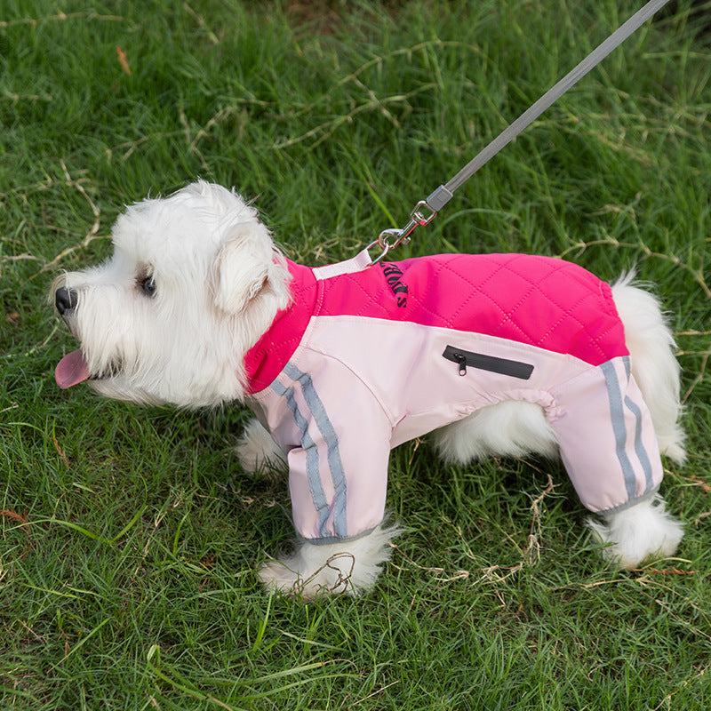 Autumn And Winter Dog Clothing Small And Medium Sized Dog West Highland Bichon Frise Down Jacket With Fleece For Warmth, Pet Four Legged Cotton Jacket - Majestic Pet Kingdom