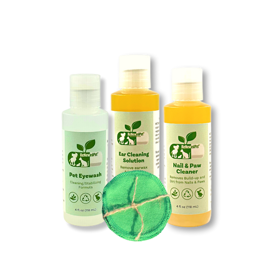 Pet Grooming Kit Natural Ear Eye and Nail Cleaning Set 3-Pack - Main Feature View | Majestic Pet Kingdom
