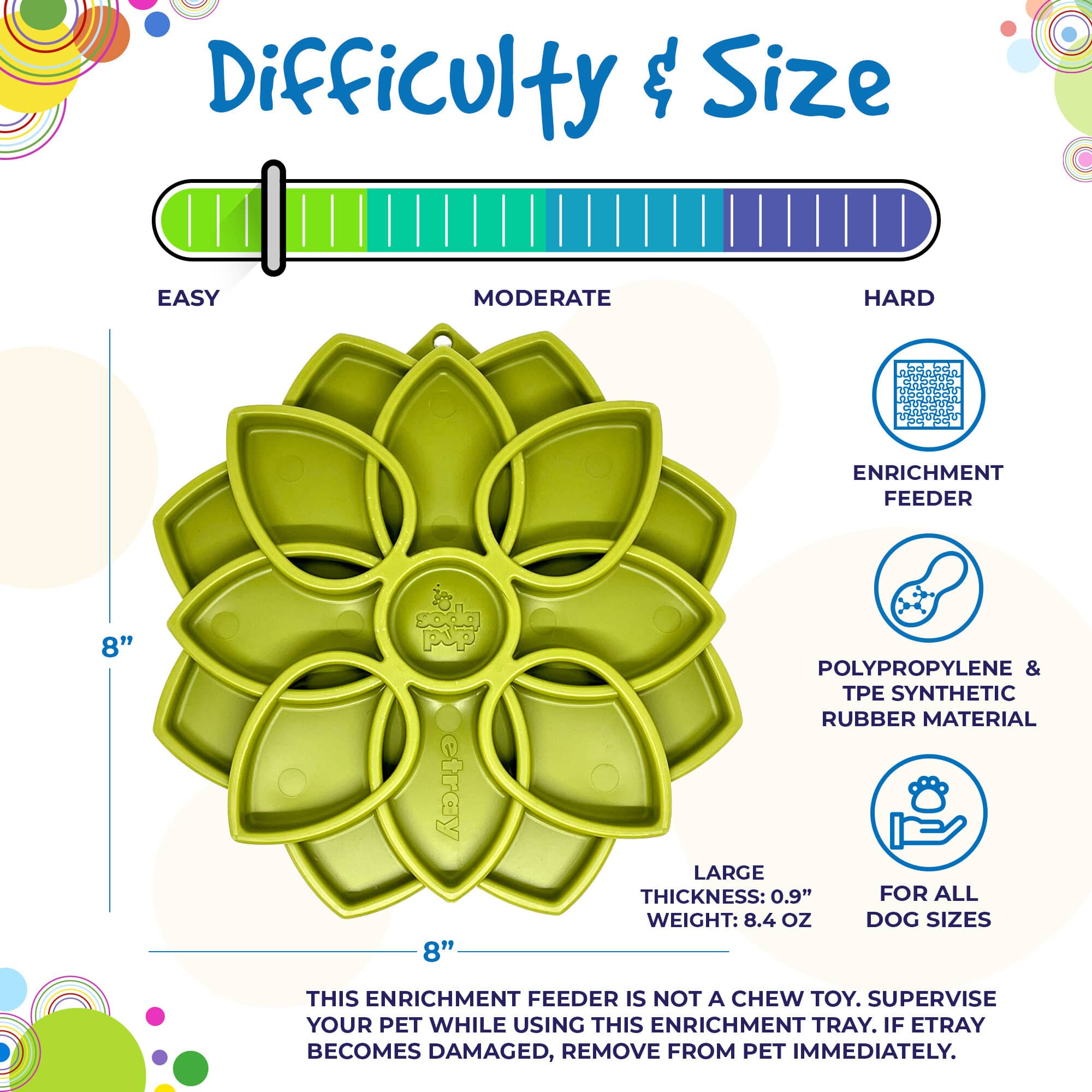 Mandala eTray Shallow Slow Feeder Dog Bowl for Enrichment | - Majestic Pet Kingdom
