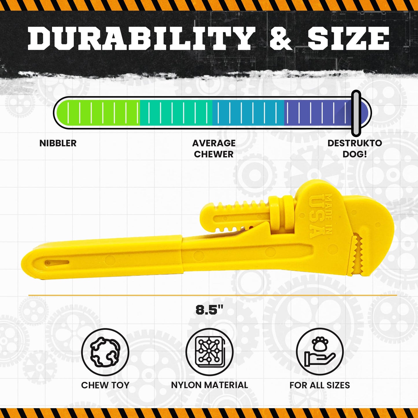 Dog Chew Toy Pipe Wrench Shape Nylon Aggressive Chewers USA