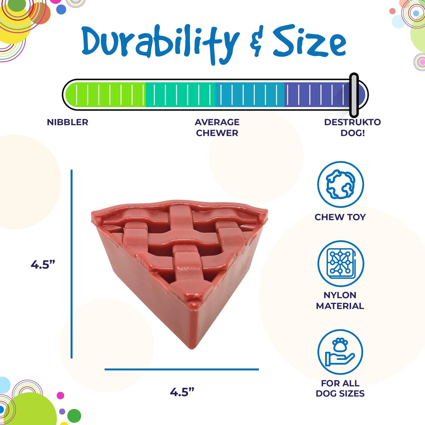 Dog Chew Toy Cherry Pie Shape Nylon Aggressive Power Chewer - Detail Angle 4 | Majestic Pet Kingdom