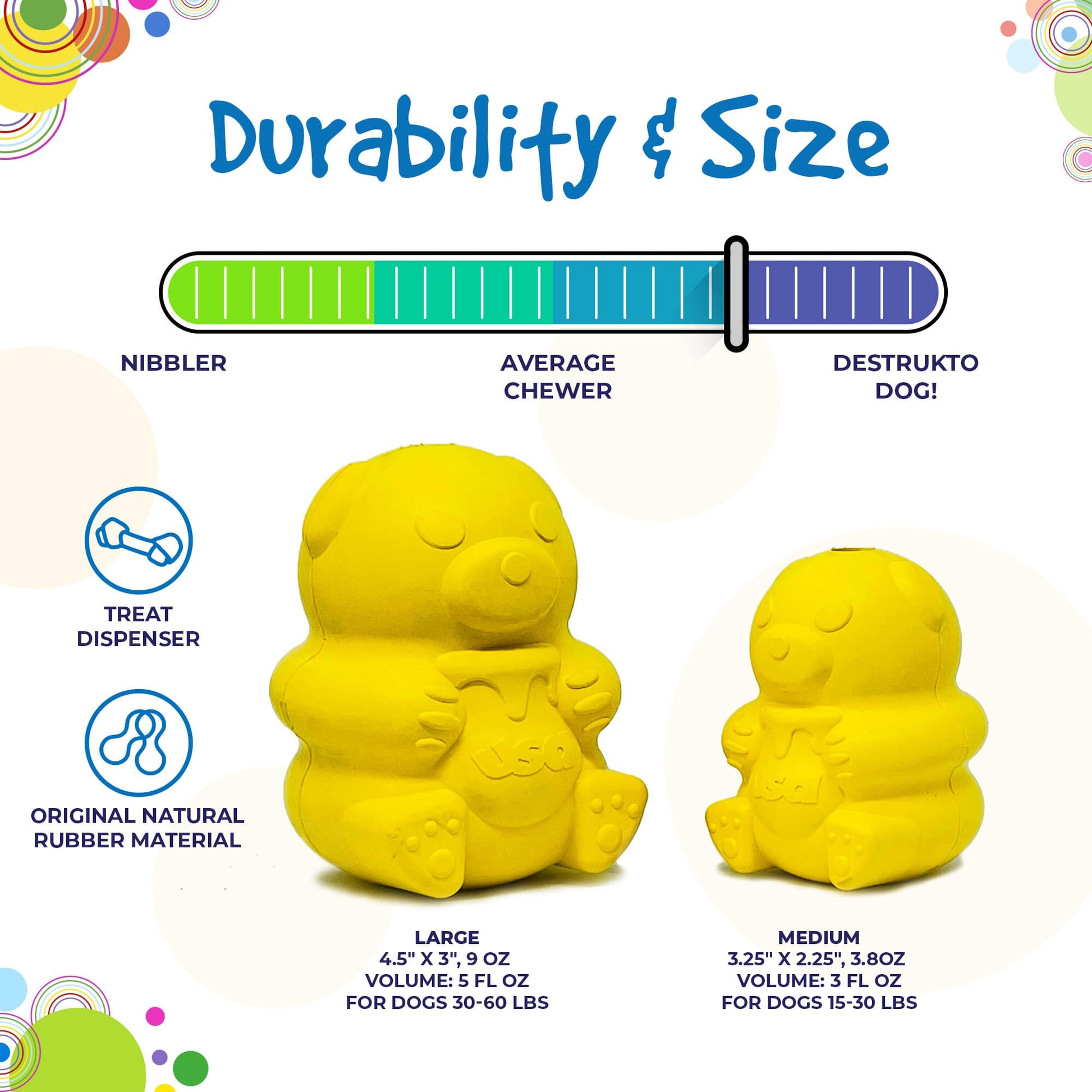 Dog Treat Dispenser Honey Bear Durable Rubber Interactive Toy - Detail Angle 4 | Majestic Pet Kingdom
