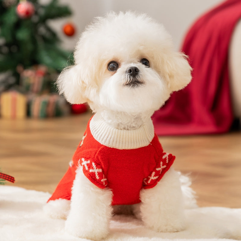 Autumn And Winter Dog Knitted Sweaters, Happy Little Dogs, Prosperous New Year Sweaters, Teddy Bichon Frises, Cat Pet Warm Clothes - Majestic Pet Kingdom