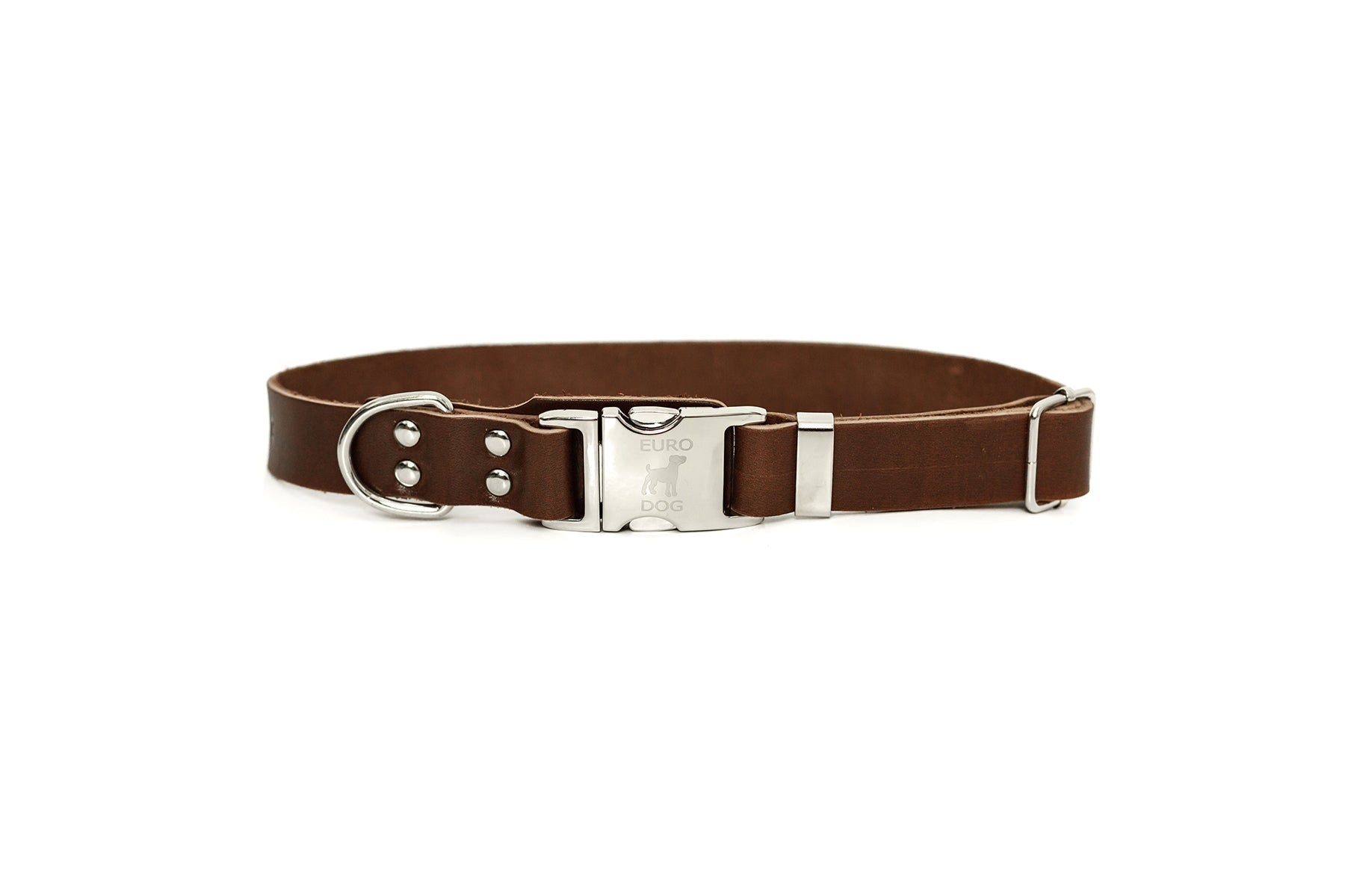 Dog Collar Genuine Leather Modern Quick-Release Metal Clasp - Detail Angle 6 | Majestic Pet Kingdom