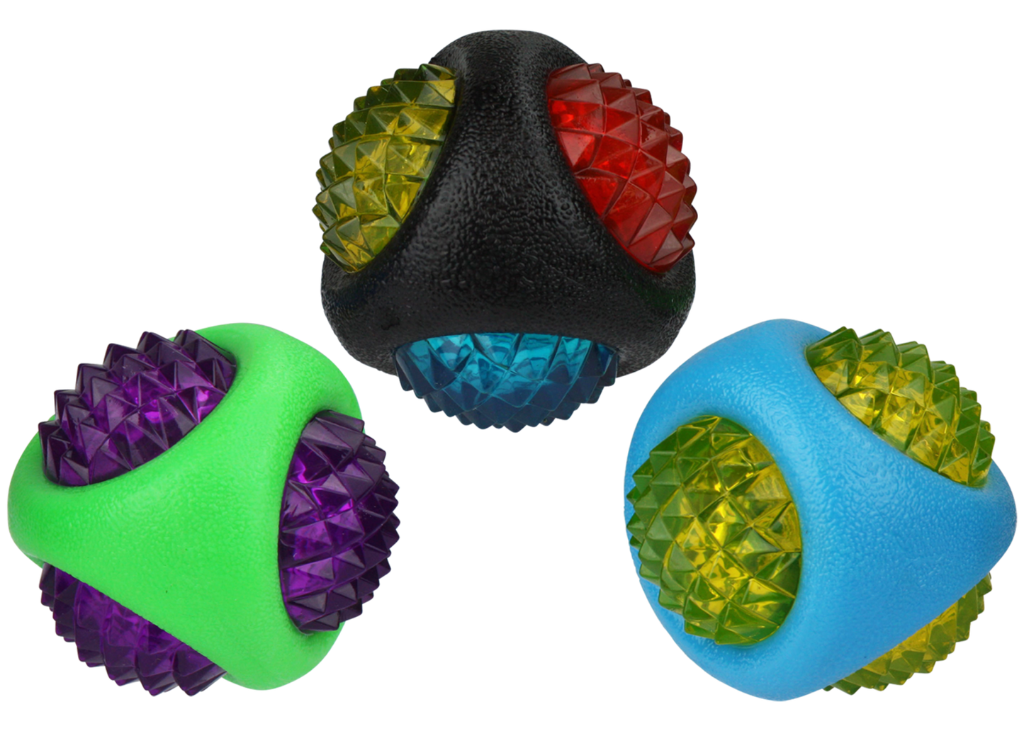 Dog Ball Toy Multipet TPR Dental Diamond Squeaky Ball 3-Inch