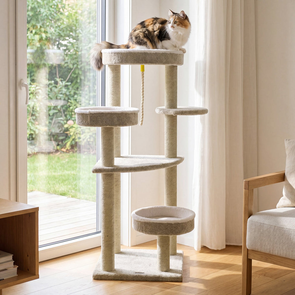 51"Carpeted Cat Tree with Comfy Plush Perches for Indoor Cats - Majestic Pet Kingdom