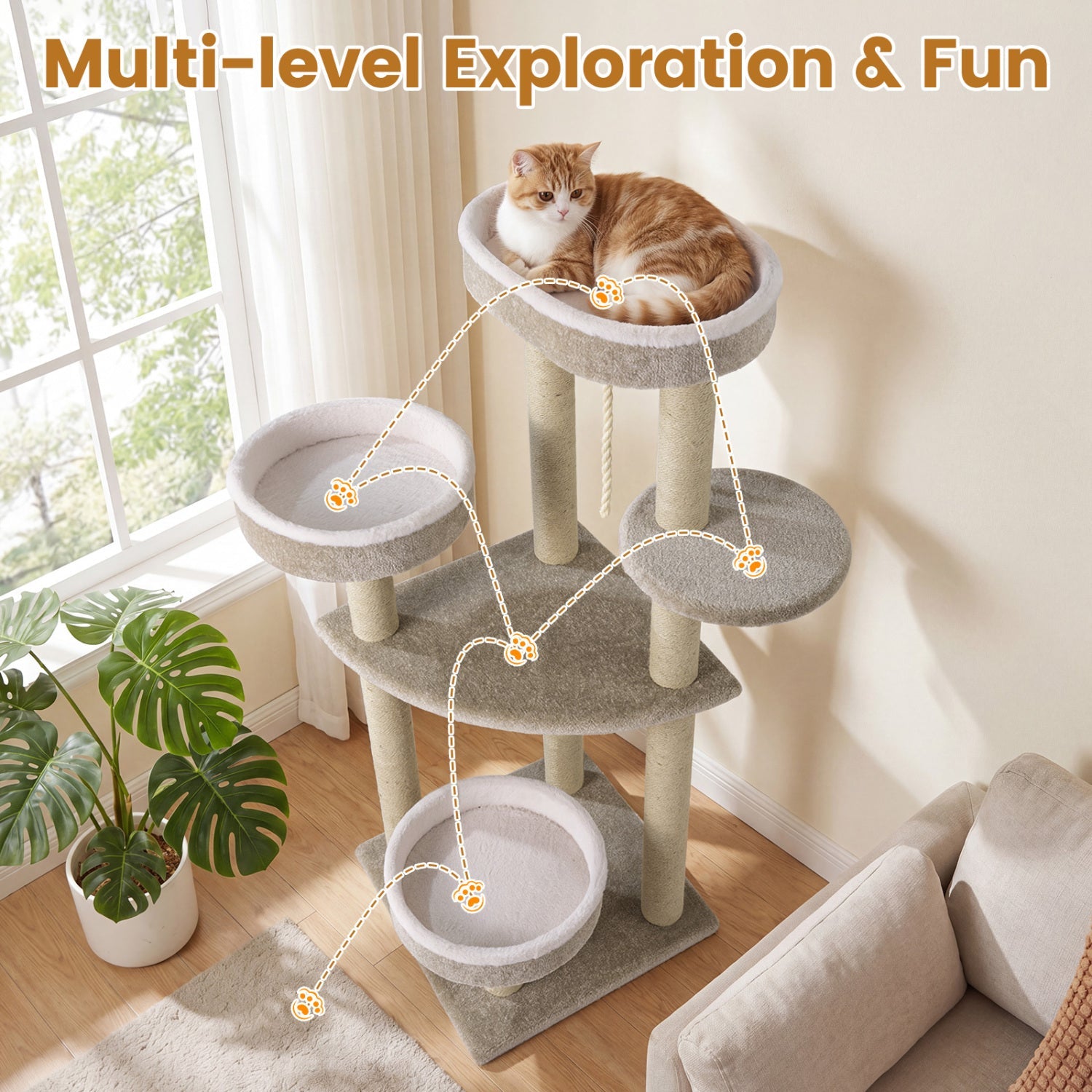 51"Carpeted Cat Tree with Comfy Plush Perches for Indoor Cats - Majestic Pet Kingdom