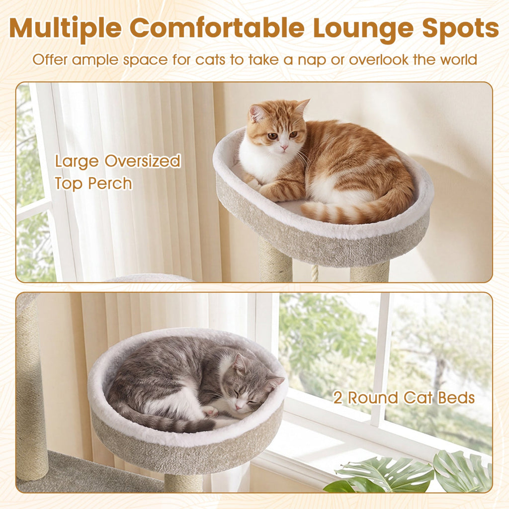 51"Carpeted Cat Tree with Comfy Plush Perches for Indoor Cats - Majestic Pet Kingdom