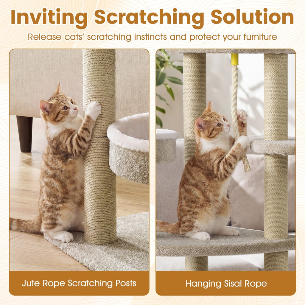 51"Carpeted Cat Tree with Comfy Plush Perches for Indoor Cats - Majestic Pet Kingdom