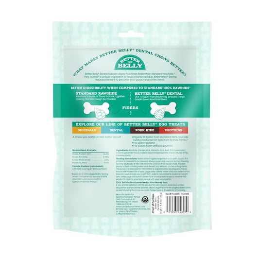 BestBy12/25 Better Belly Dental Kabobs Dog Chews Spearmint 10 Count - Detail Angle 2 | Majestic Pet Kingdom