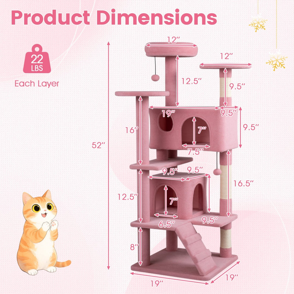52 Inch Tall Cat Tree Tower for Indoor Cats - Majestic Pet Kingdom