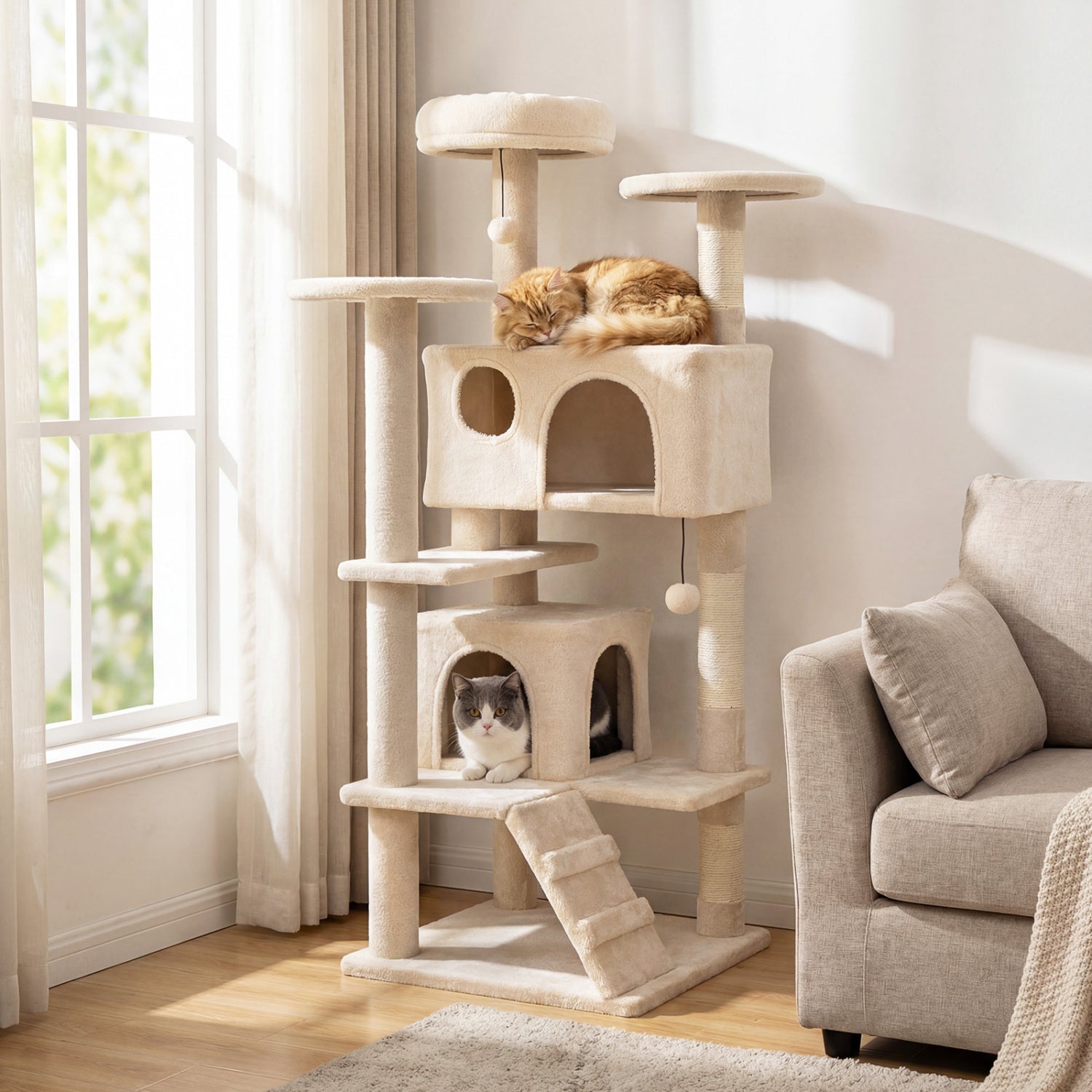 52 Inch Tall Cat Tree Tower for Indoor Cats - Majestic Pet Kingdom