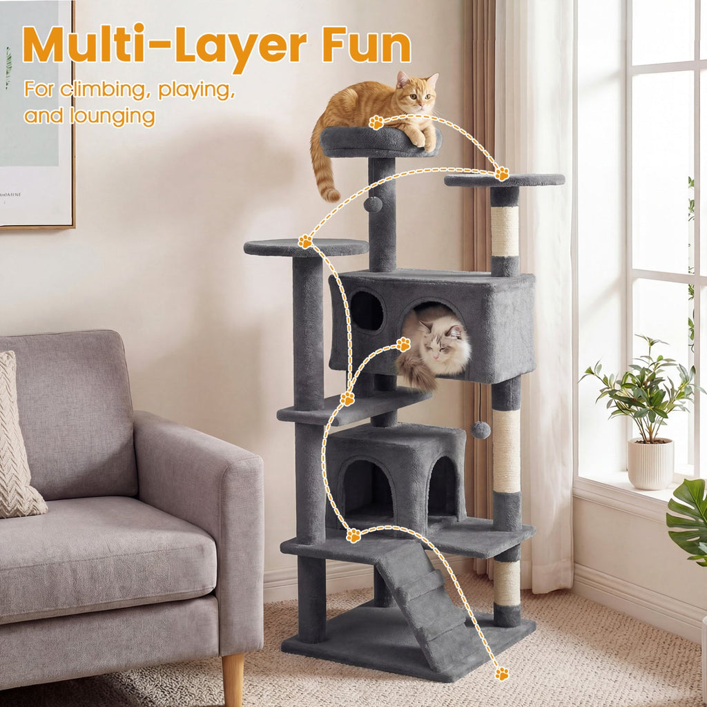 52 Inch Tall Cat Tree Tower for Indoor Cats - Majestic Pet Kingdom