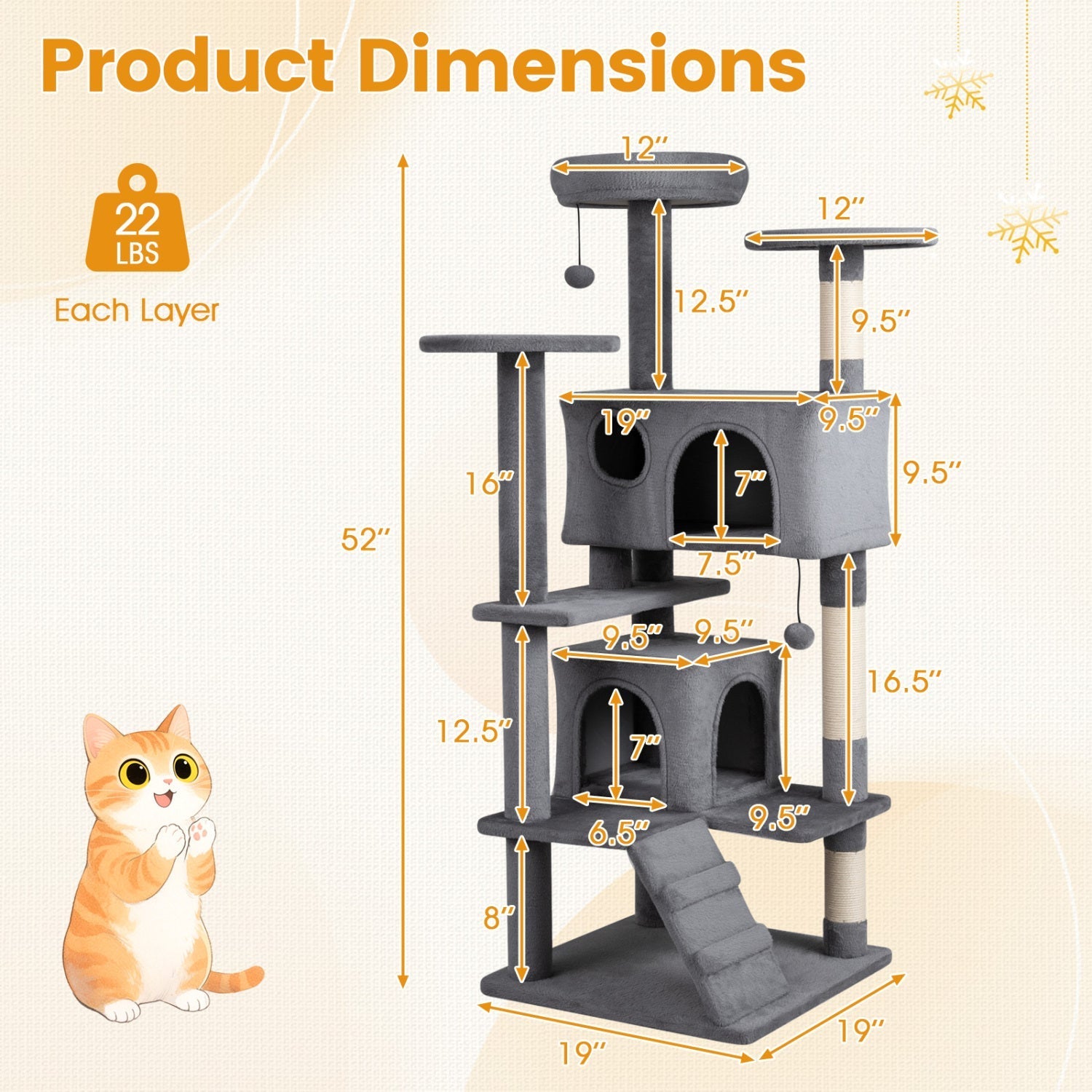 52 Inch Tall Cat Tree Tower for Indoor Cats - Majestic Pet Kingdom