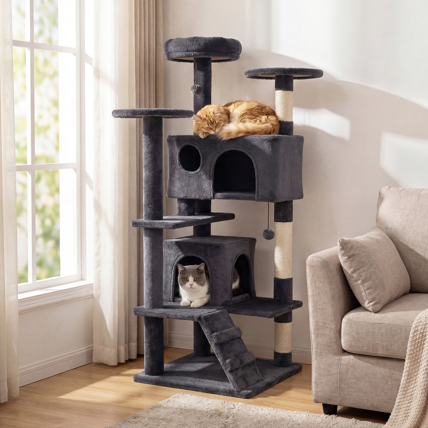 52 Inch Tall Cat Tree Tower for Indoor Cats - Majestic Pet Kingdom