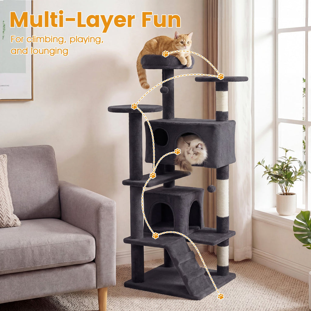 52 Inch Tall Cat Tree Tower for Indoor Cats - Majestic Pet Kingdom