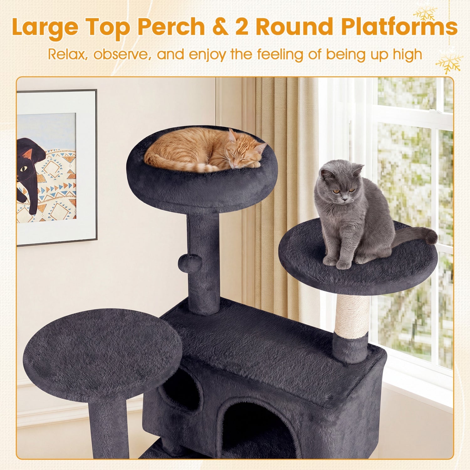52 Inch Tall Cat Tree Tower for Indoor Cats - Majestic Pet Kingdom