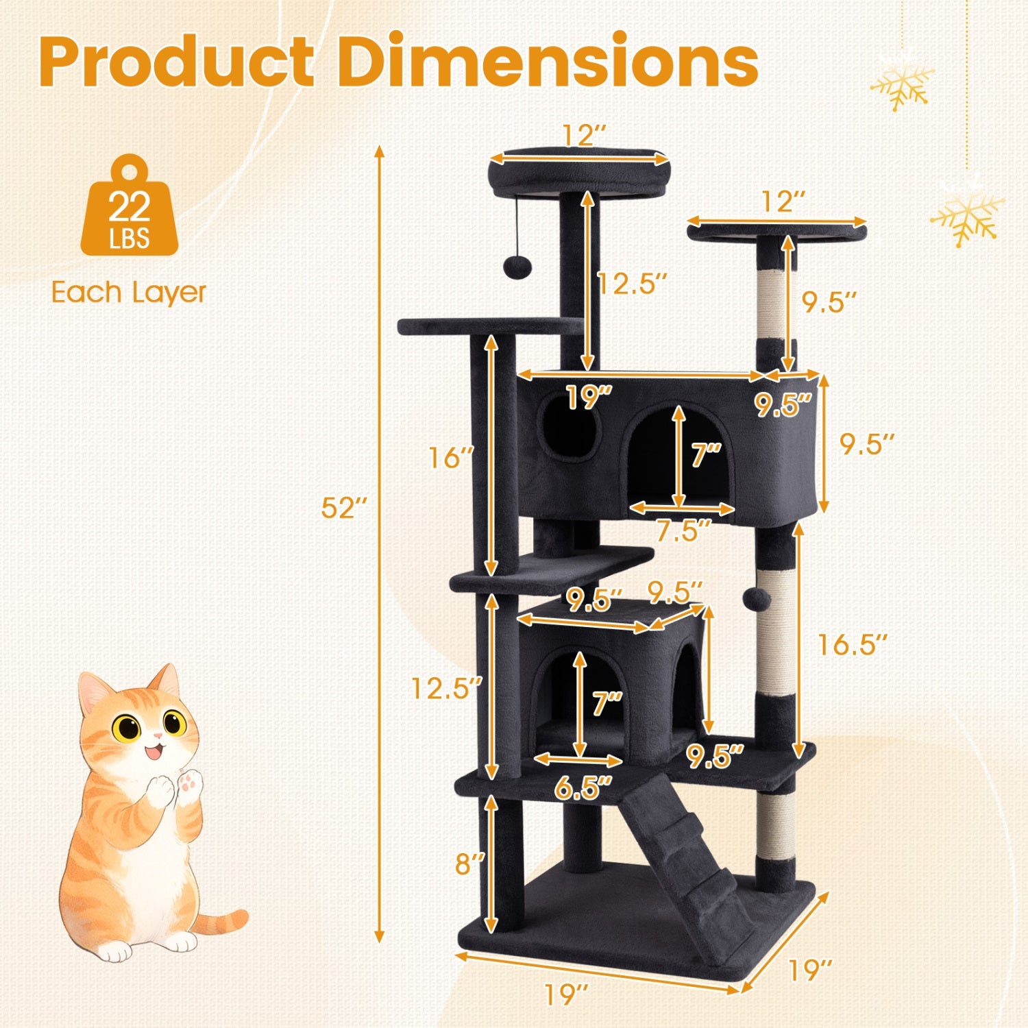 52 Inch Tall Cat Tree Tower for Indoor Cats - Majestic Pet Kingdom