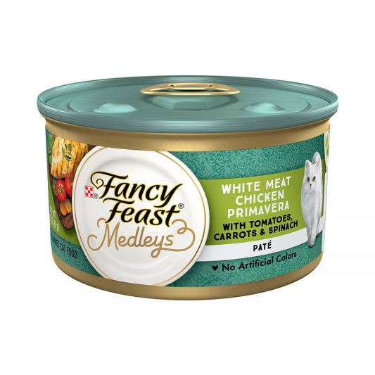 Fancy Feast Medleys White Meat Chicken Primavera Pate Wet Cat Food (3oz) - Majestic Pet Kingdom