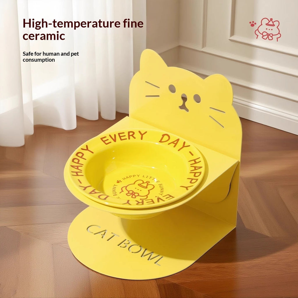 Ceramic Cat Food Cat Magnetic High-legged Cat Bowl Stand Cat Food Bowl Cervical Spine Protection Dog Bowl