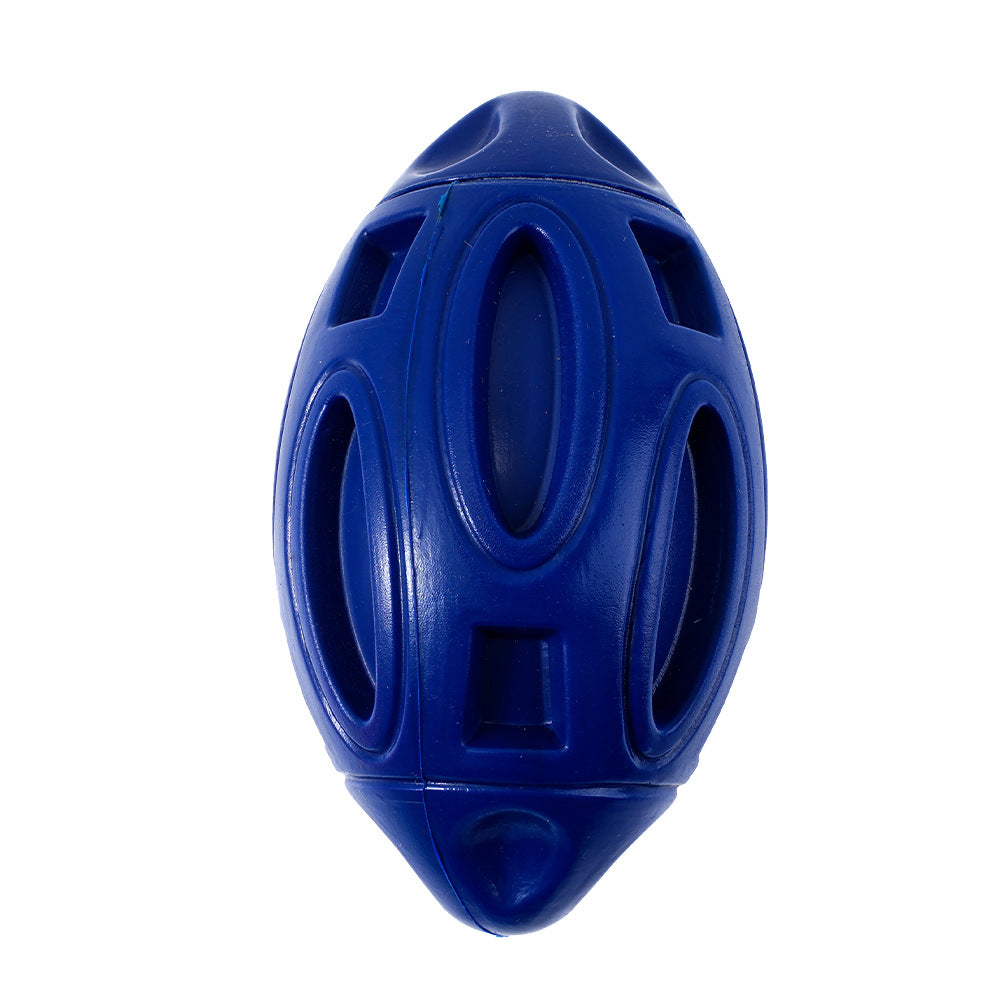 Durable Squeaky Rubber Rugby Dog Toy Ball